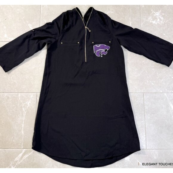 Kansas State Wildcats Womens Gameday Couture Black Shirt Dress S Beaded Tailgate - Picture 2 of 16